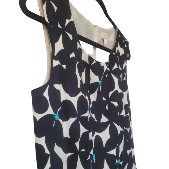 ANN TAYLOR LOFT WOMEN DRESS, SIZE 6 Elegant Black and White Floral Midi Dress - Picture 2 of 6